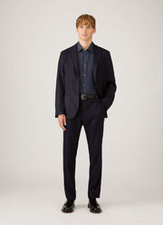 Men's Linen Shirt in Navy Melange