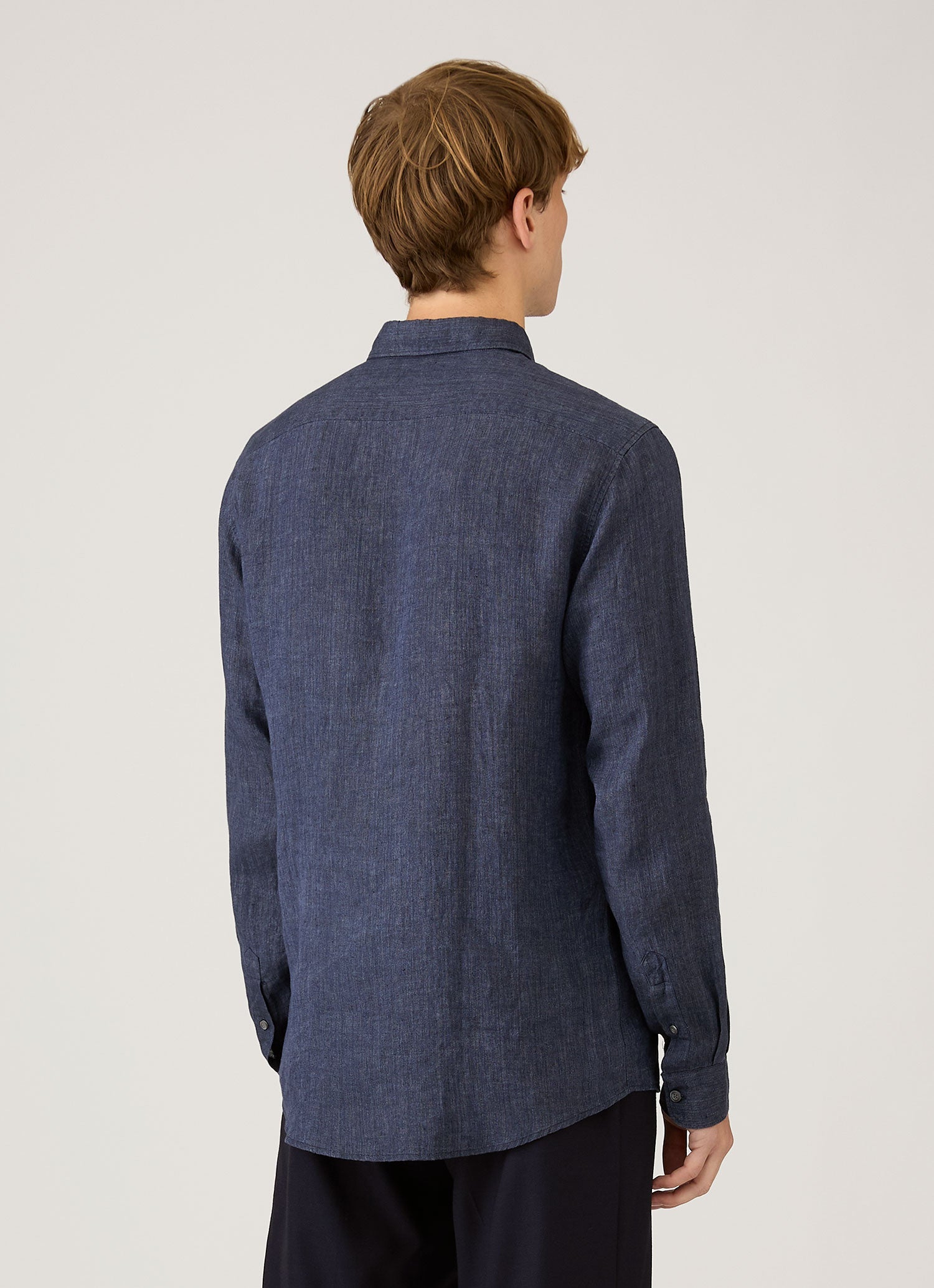Men's Linen Shirt in Navy Melange