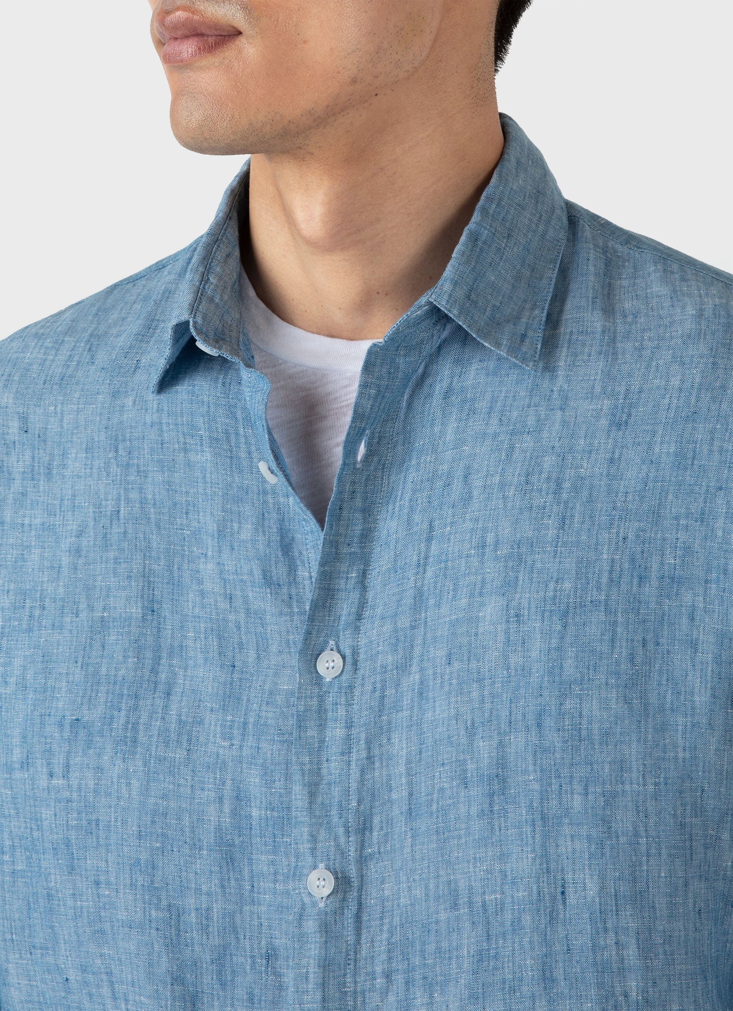 Men's Linen Shirt in Como Blue