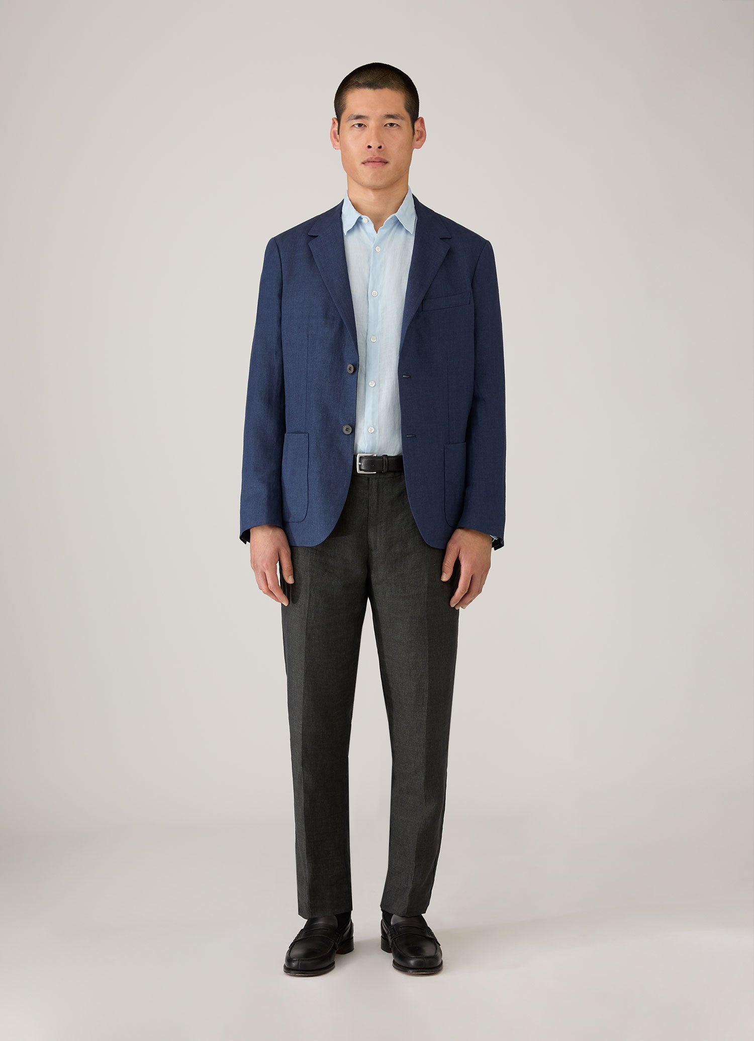 Men's Linen Shirt in Light Blue