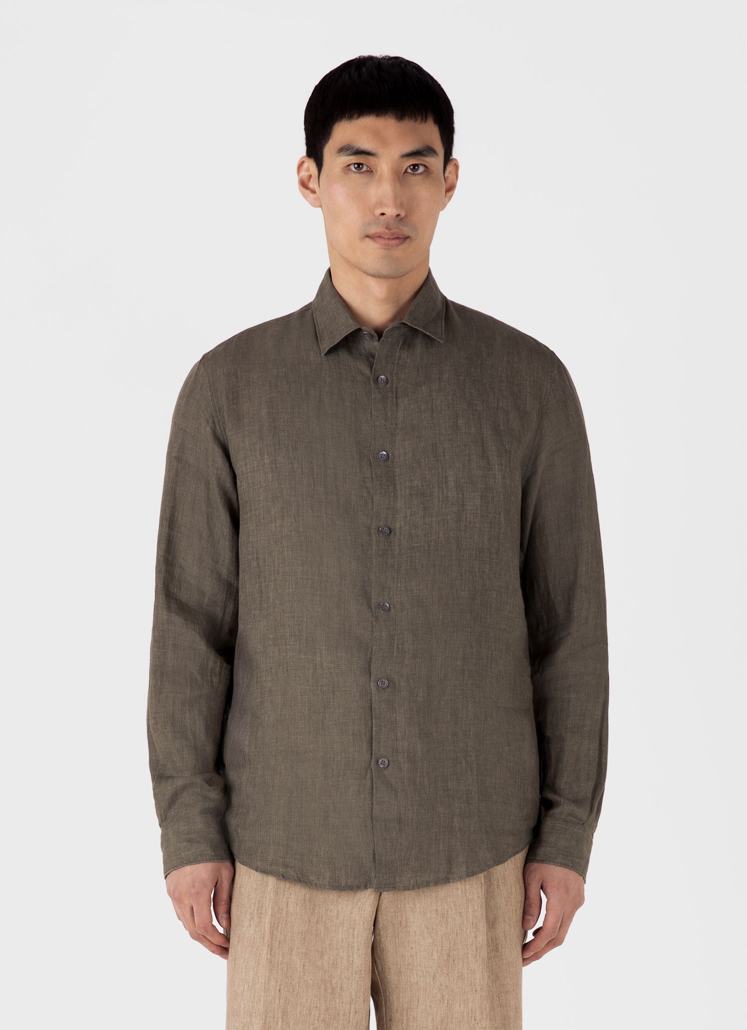 Men's Linen Shirt in Dusk Green