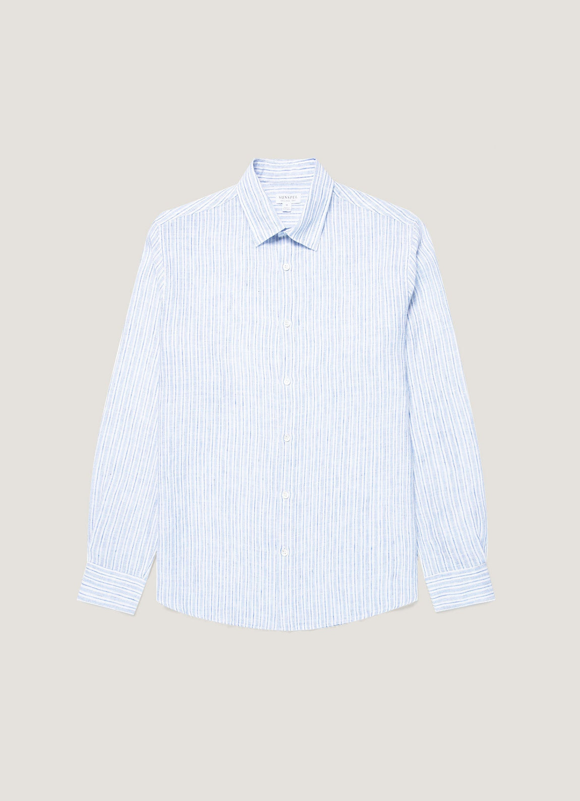 Men's Linen Shirt in Sky Blue/Navy