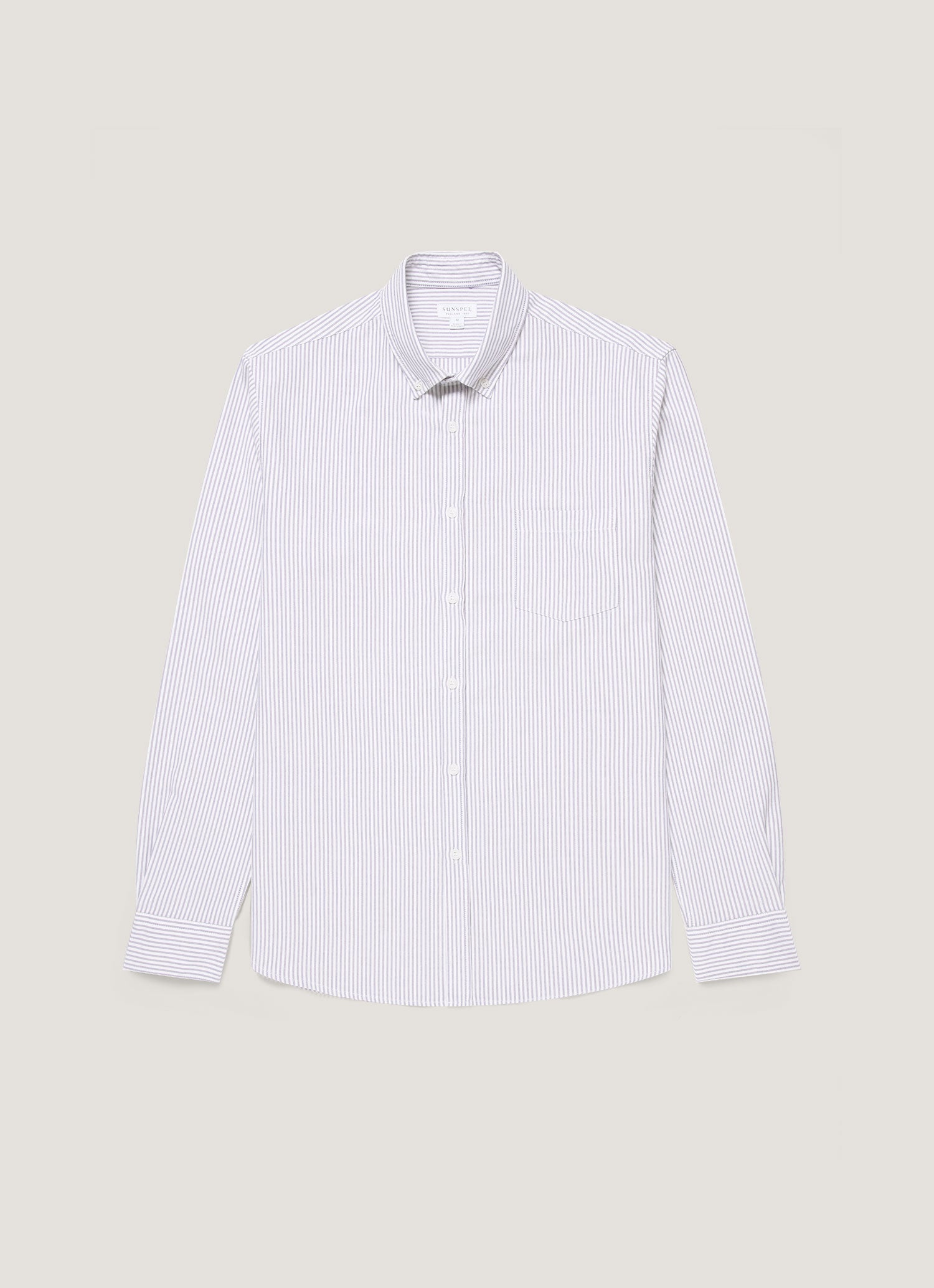 Men's Button Down Oxford Shirt in White/Navy | Sunspel
