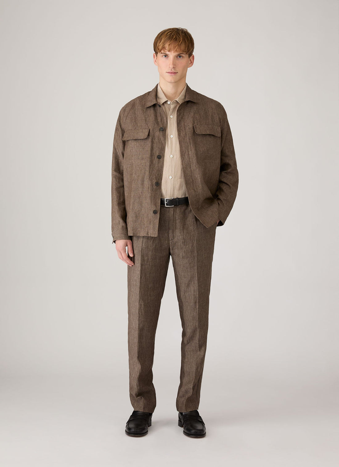 Men's Short Sleeve Linen Shirt in Hazelwood