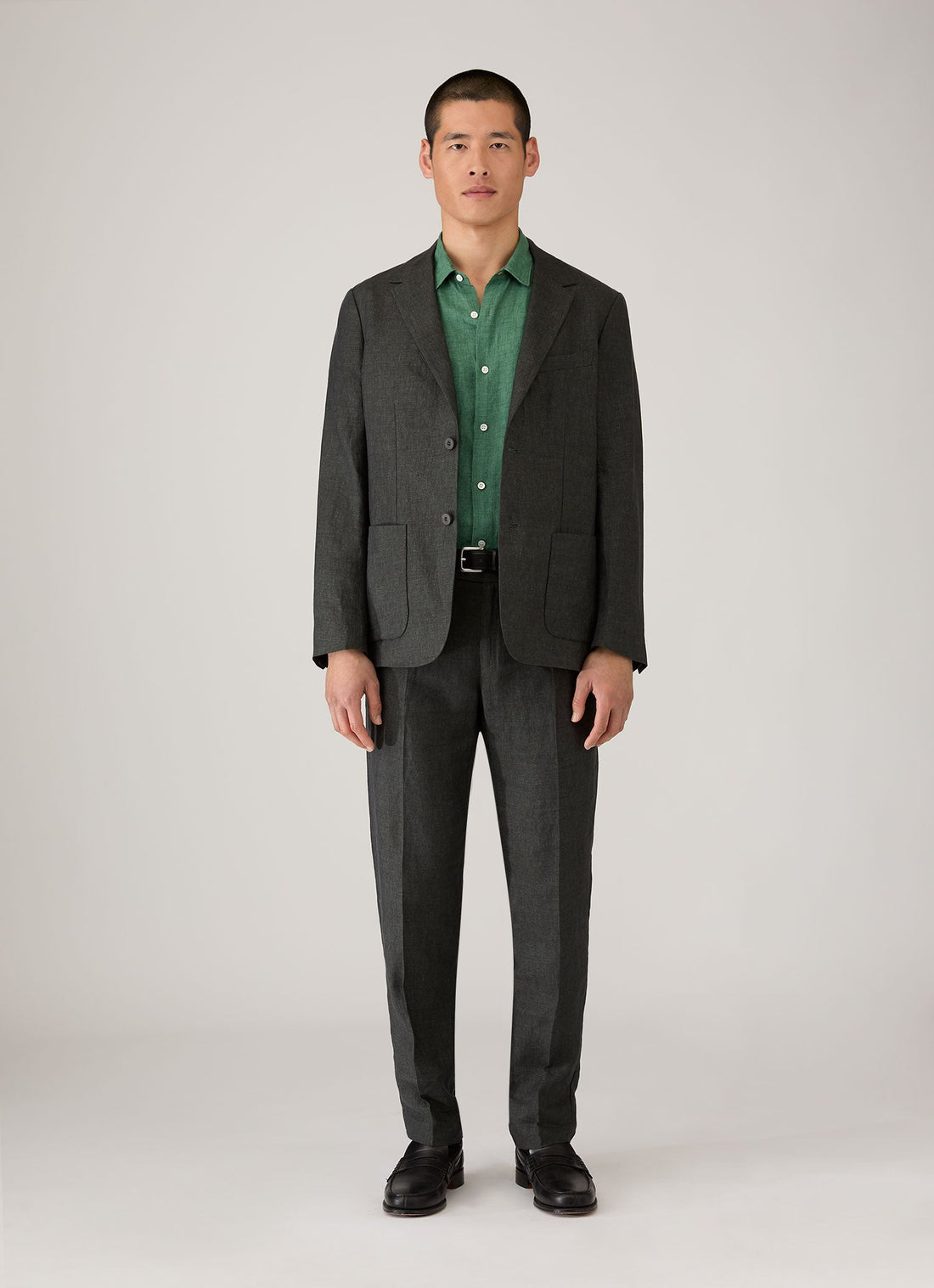 Men's Short Sleeve Linen Shirt in Bright Green