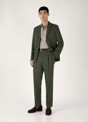 Men's Short Sleeve Linen Shirt in Dusk Green/Ecru