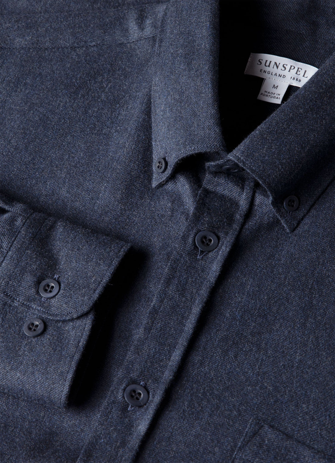 Men's Button Down Flannel Shirt in Navy Melange