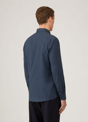 Men's Button Down Flannel Shirt in Selvedge Blue Melange