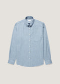 Men's Button Down Flannel Shirt in Powder Blue Melange
