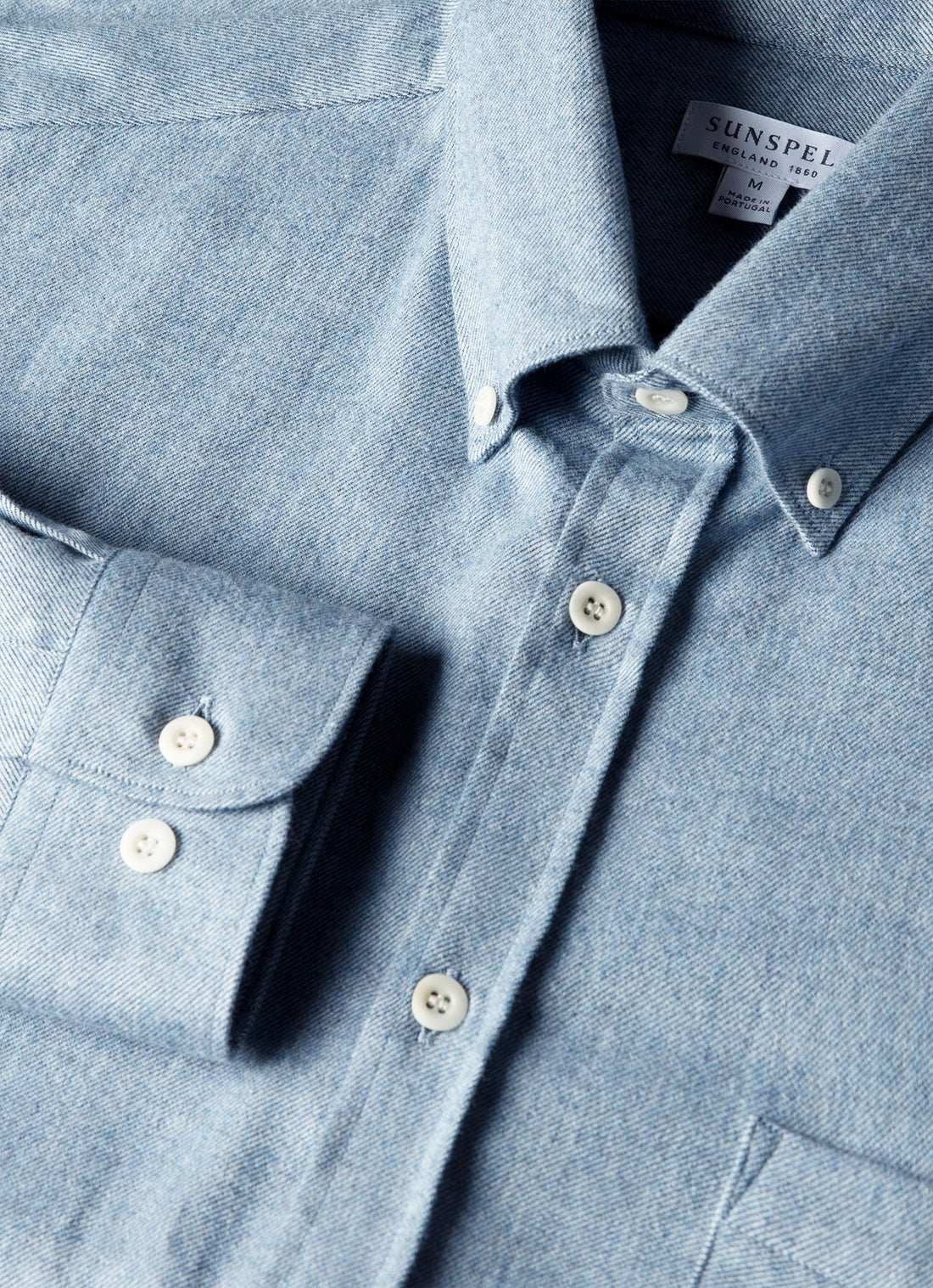 Men's Button Down Flannel Shirt in Powder Blue Melange