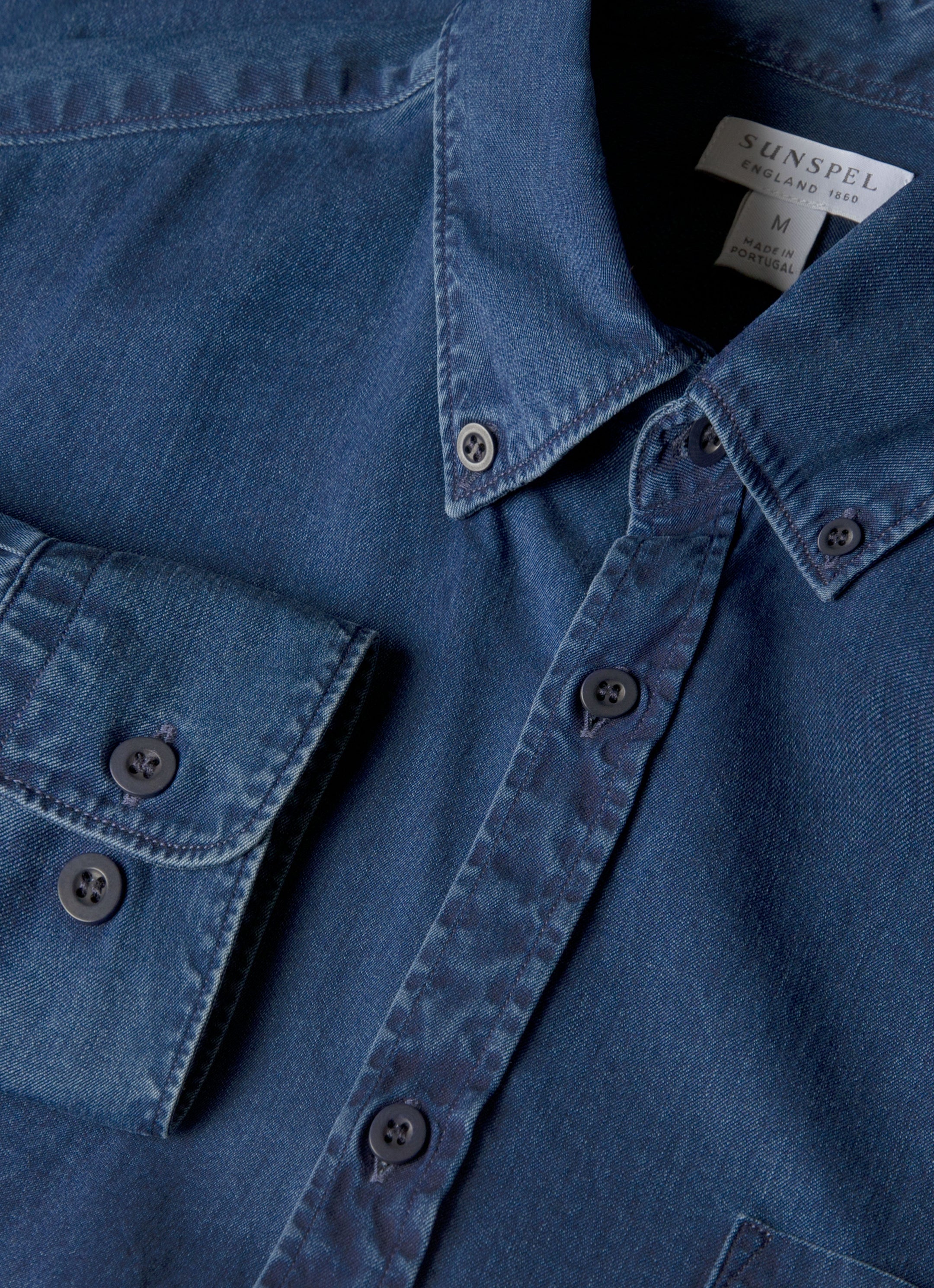 Men's Button Down Denim Shirt in Indigo