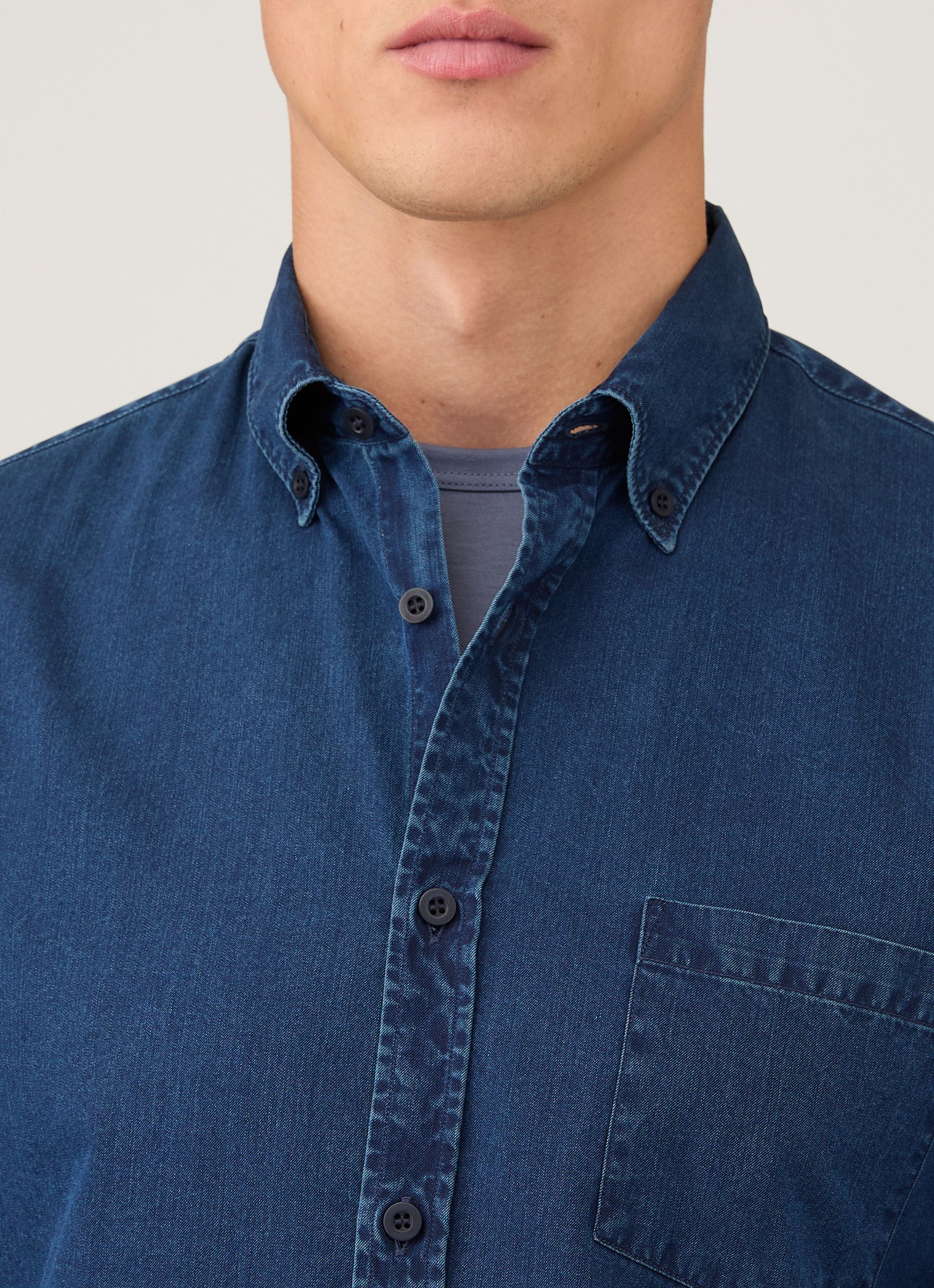 Men's Button Down Denim Shirt in Indigo