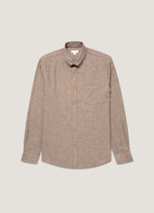 Men's Brushed Cotton Shirt in Light Brown Melange