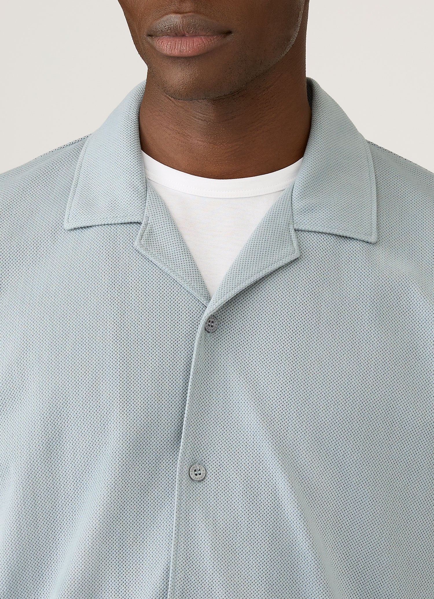 Men's Riviera Camp Collar Shirt in Stone Blue