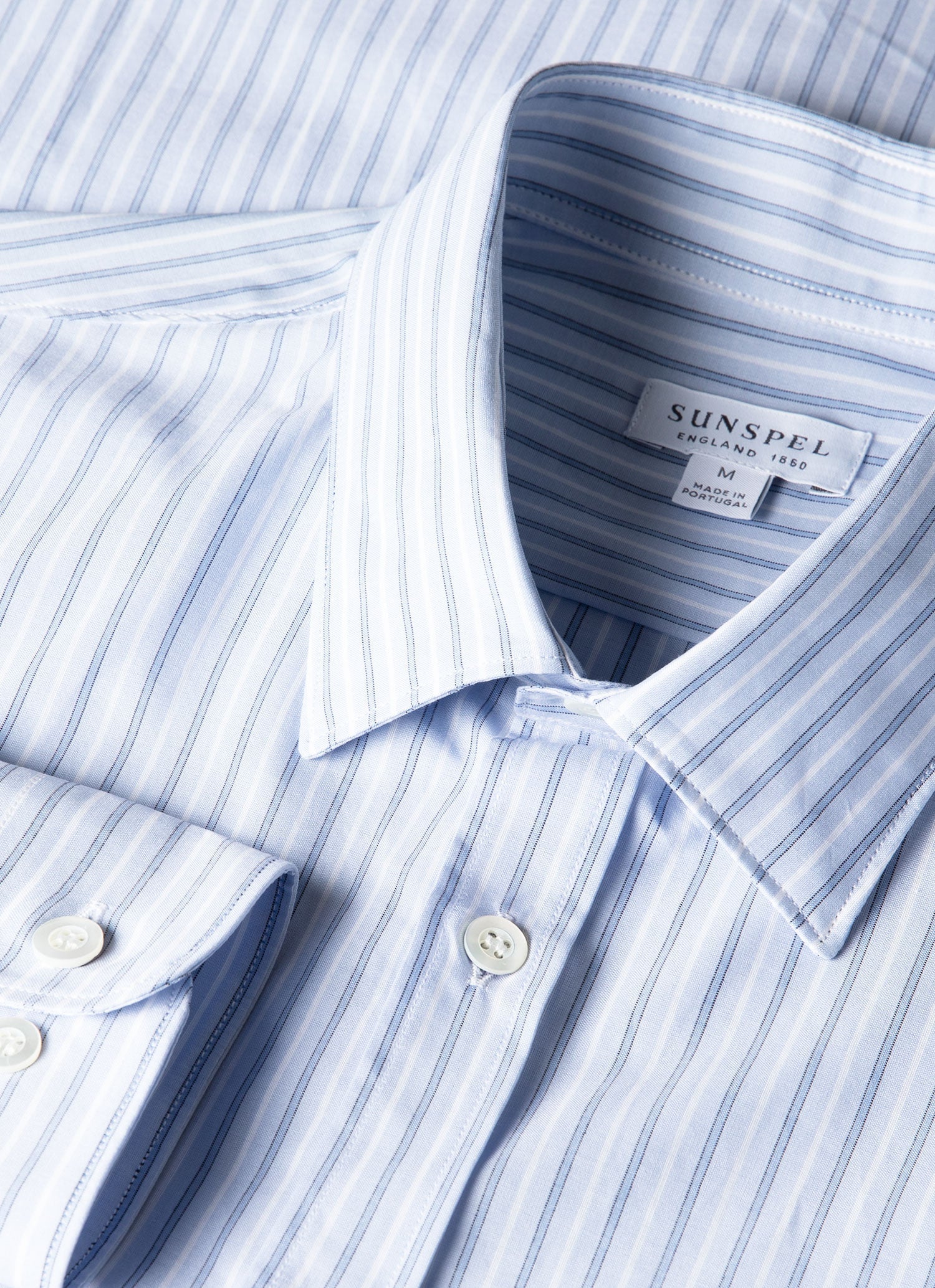 Men's Poplin Shirt in Sky Blue/White/Navy