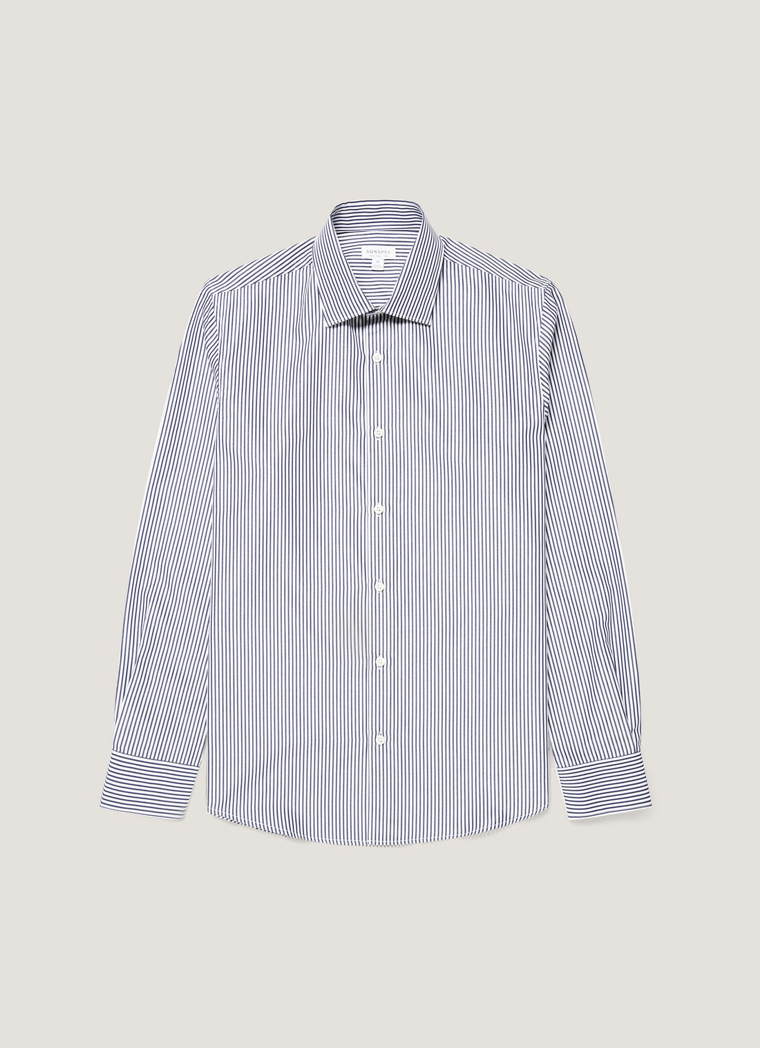 Men's Cotton Poplin Shirt in Navy Bengal Stripe