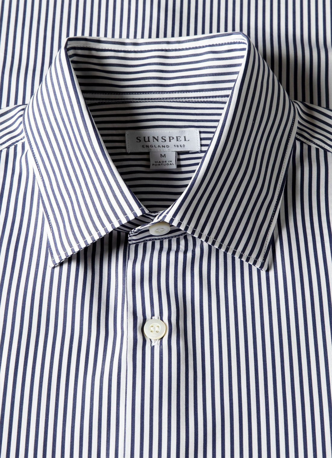 Men's Cotton Poplin Shirt in Navy Bengal Stripe