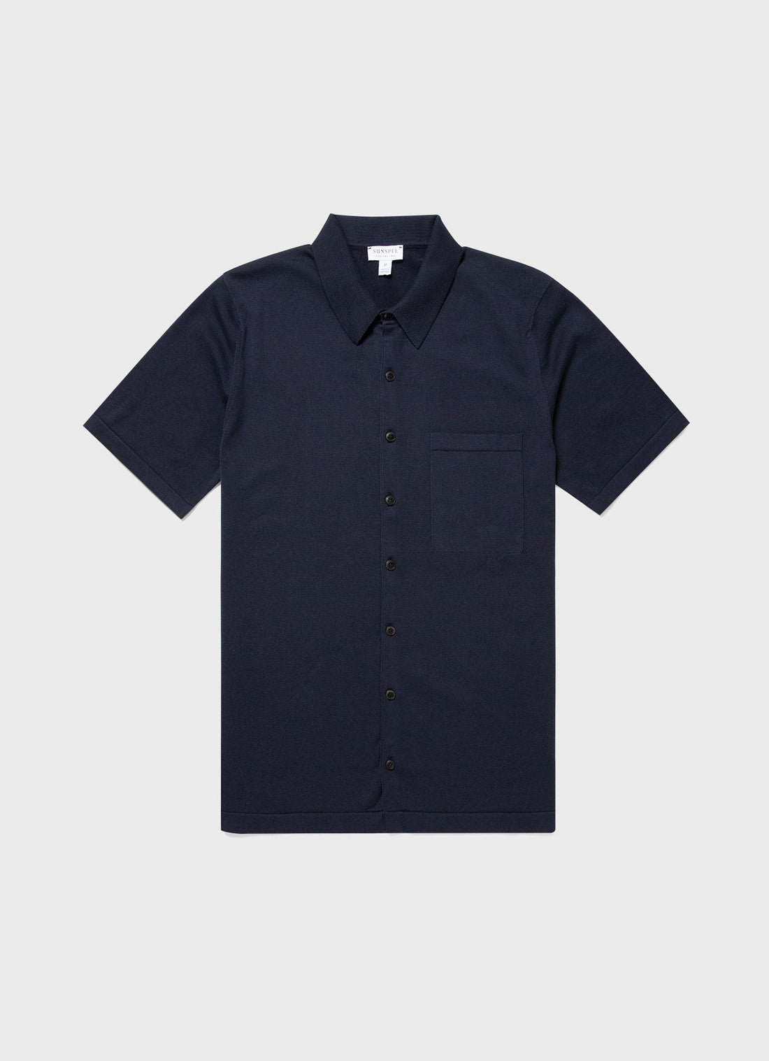 Men's Sea Island Cotton Knit Shirt in Light Navy