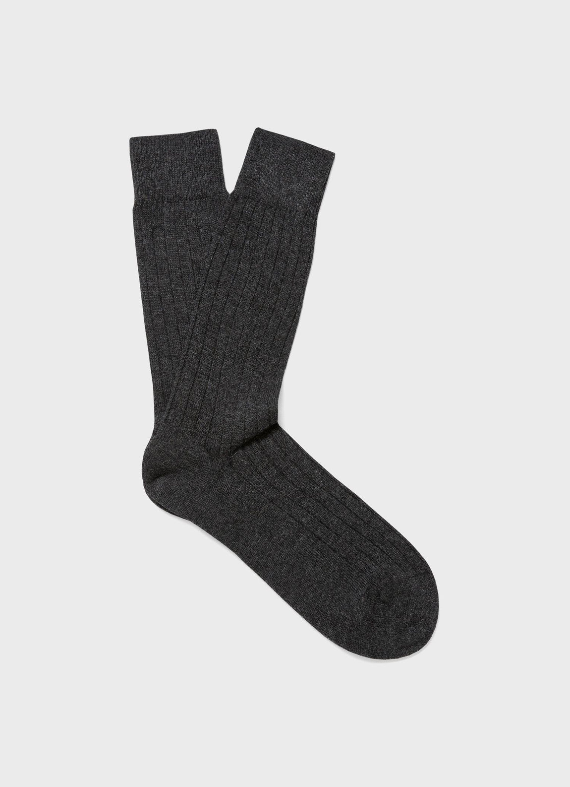 Men's Cashmere Ribbed Socks in Charcoal Melange