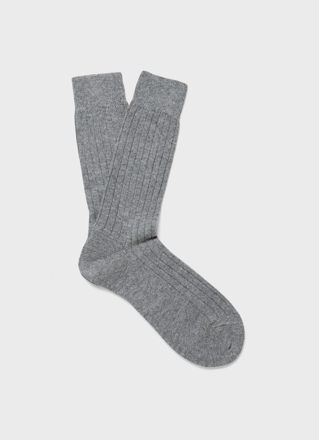 Men's Cashmere Ribbed Socks in Mid Grey Melange