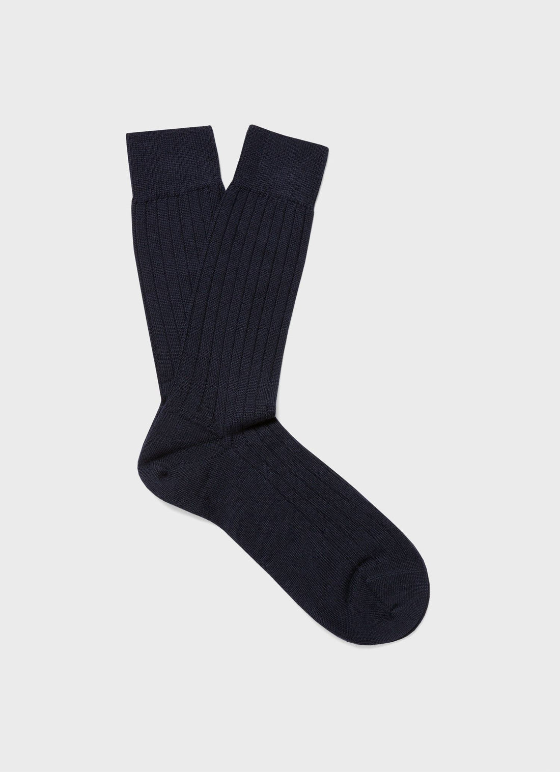 Men's Merino Wool Rib Socks in Navy