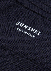 Men's Merino Wool Ribbed Socks in Navy