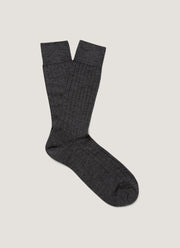 Men's Merino Wool Ribbed Socks in Charcoal Melange