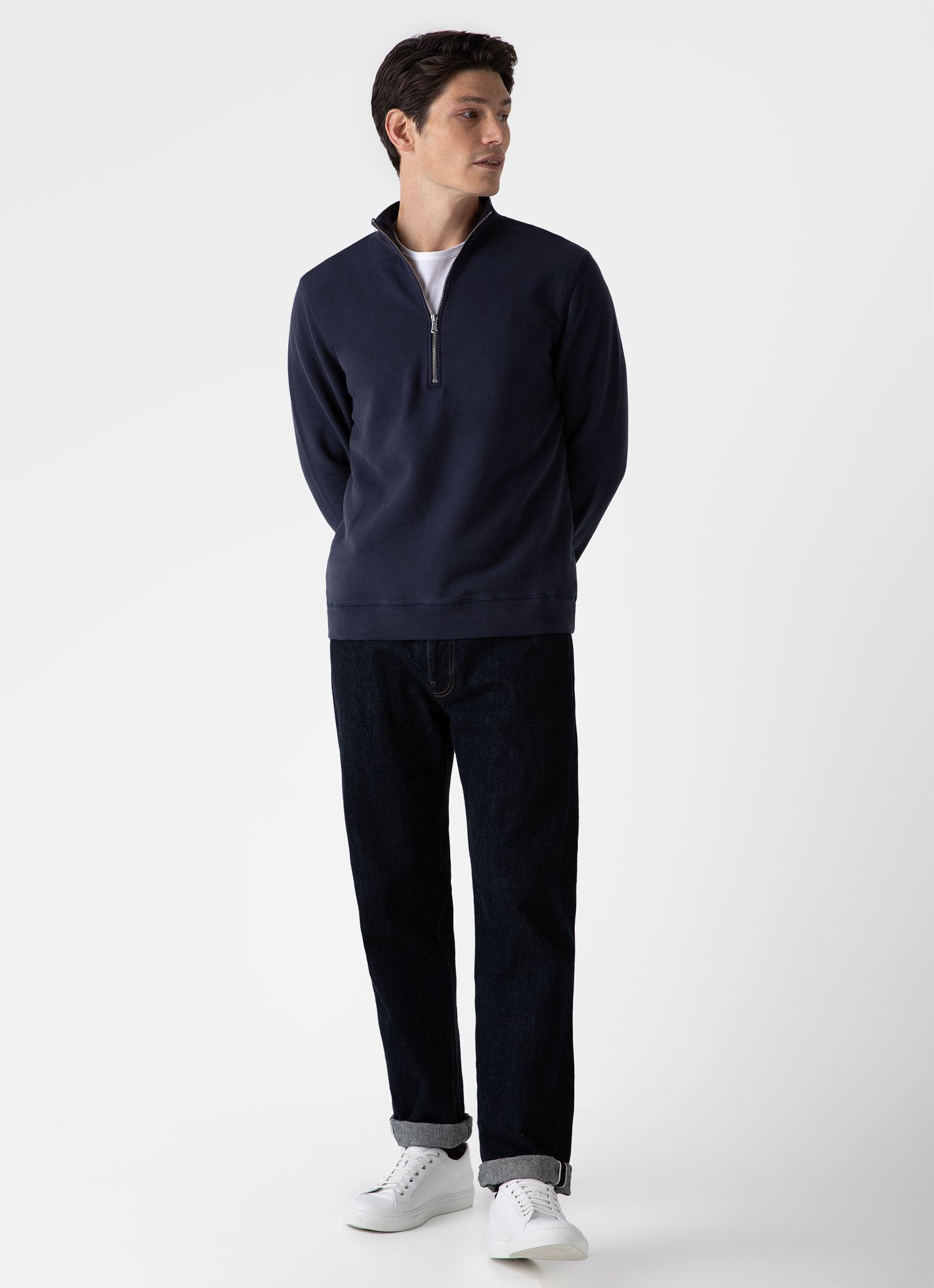 Half zip navy outlet sweatshirt