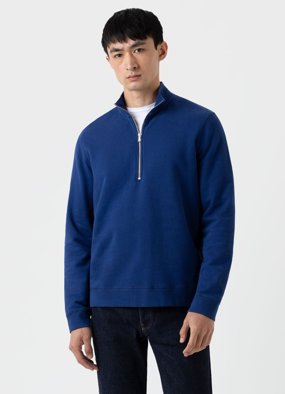 Men's Half Zip Loopback Sweatshirt in Space Blue