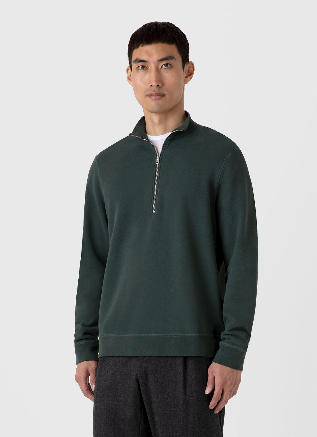 Men's Half Zip Loopback Sweatshirt in Holly Green