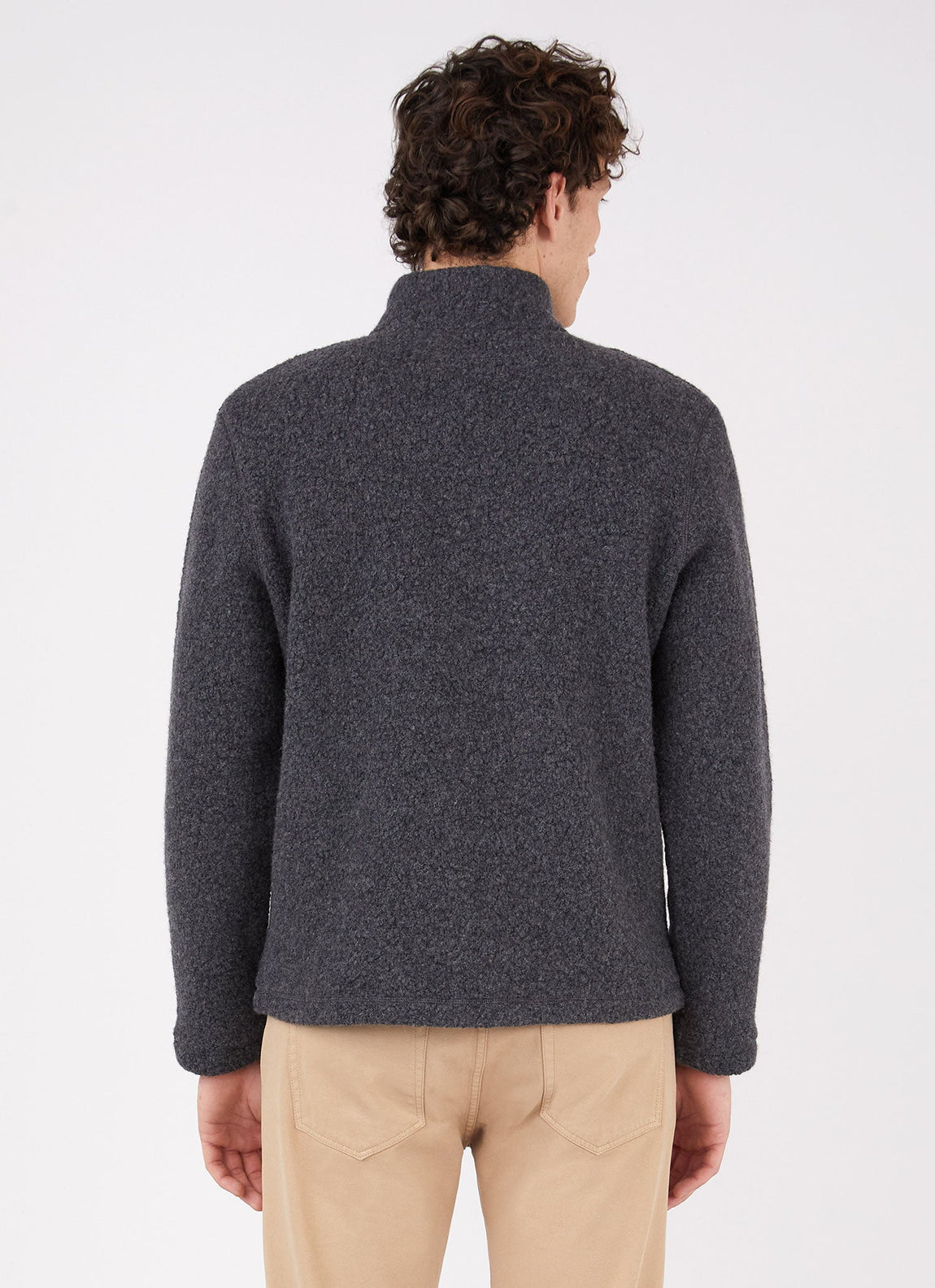 Men's Wool Fleece Zip Neck in Charcoal Melange