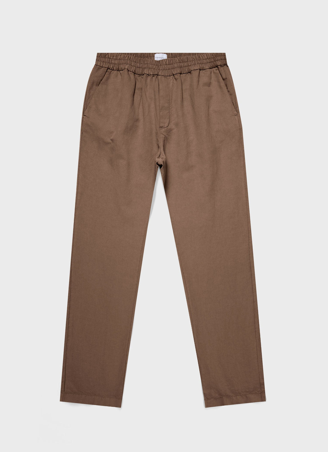 Men's Cotton Linen Drawstring Trouser in Dark Tan