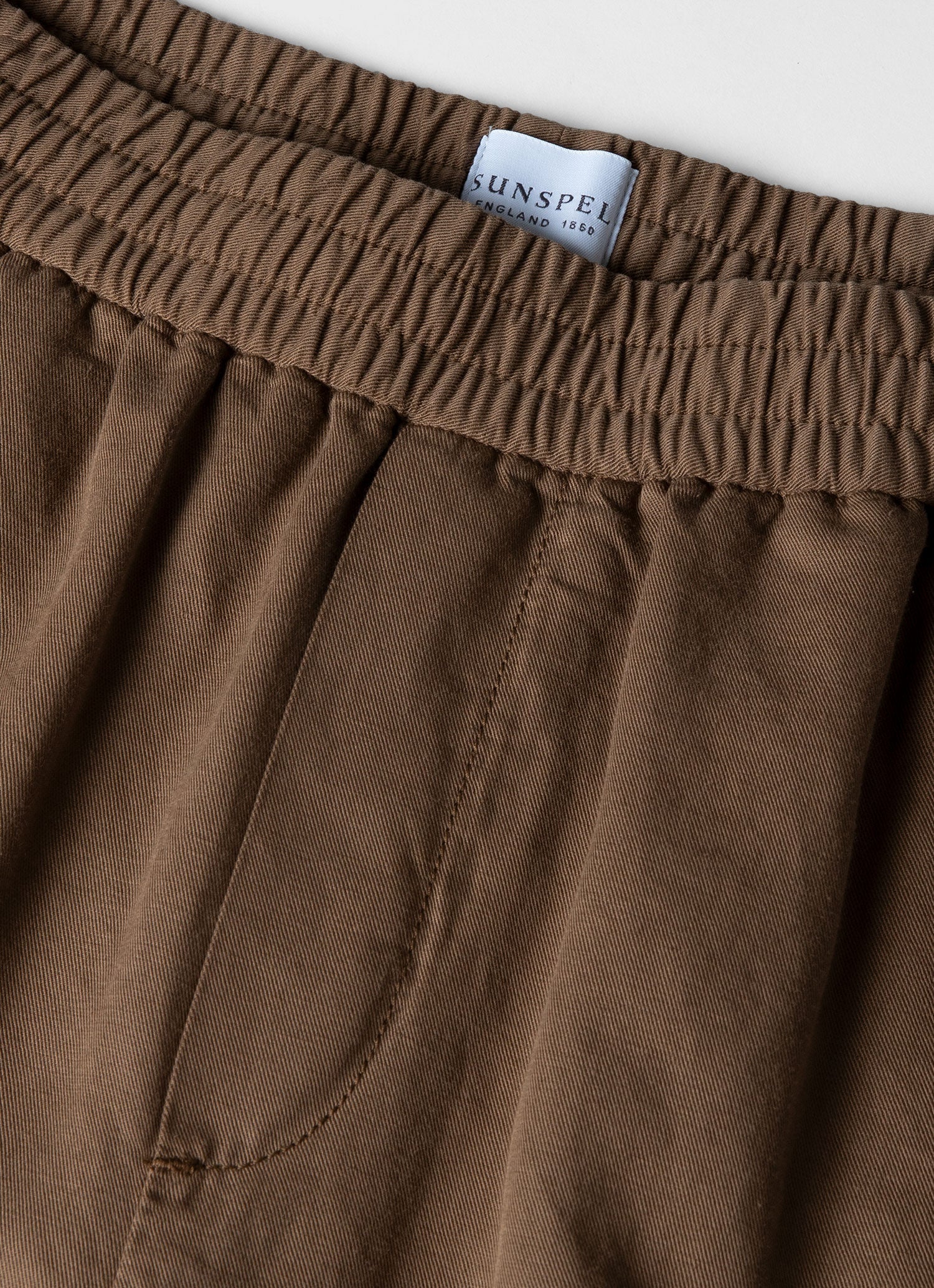 Men's Cotton Linen Drawstring Trouser in Dark Tan