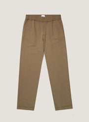 Men's Cotton Linen Drawstring Trouser in Dark Cedar