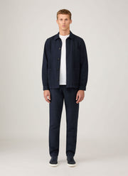 Men's Cotton Linen Drawstring Trouser in Navy