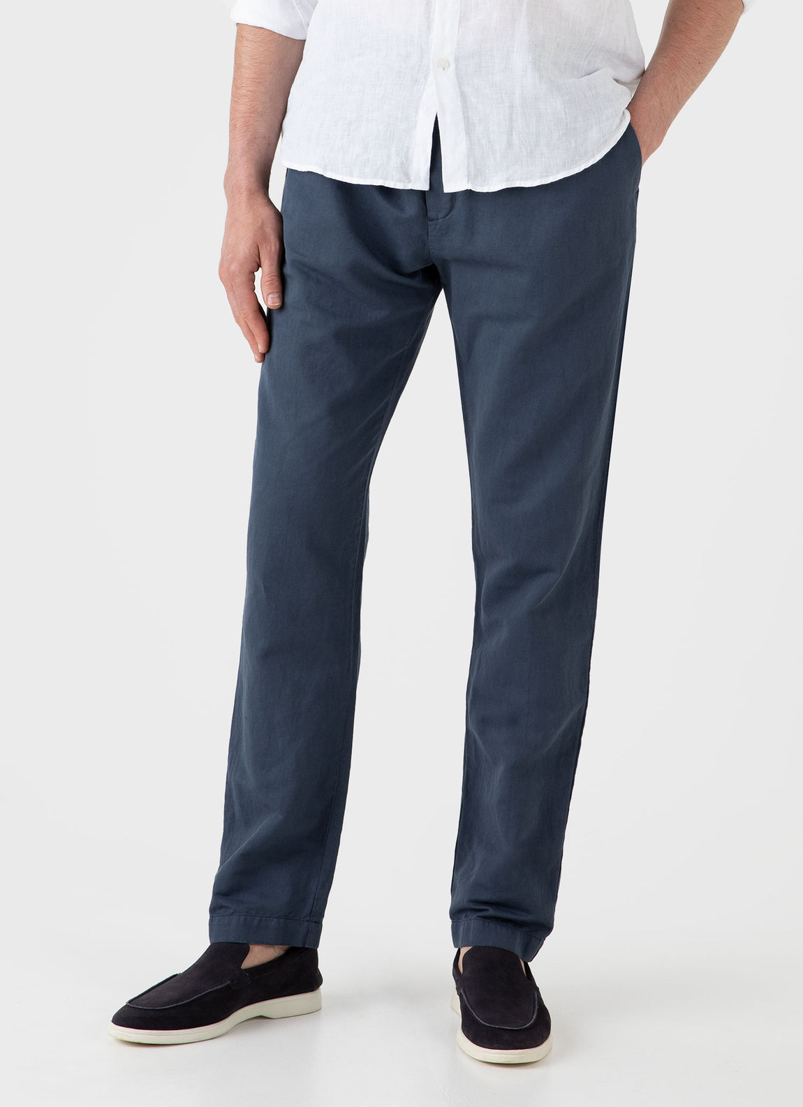 Men's Cotton Linen Drawstring  Trouser in Shale Blue