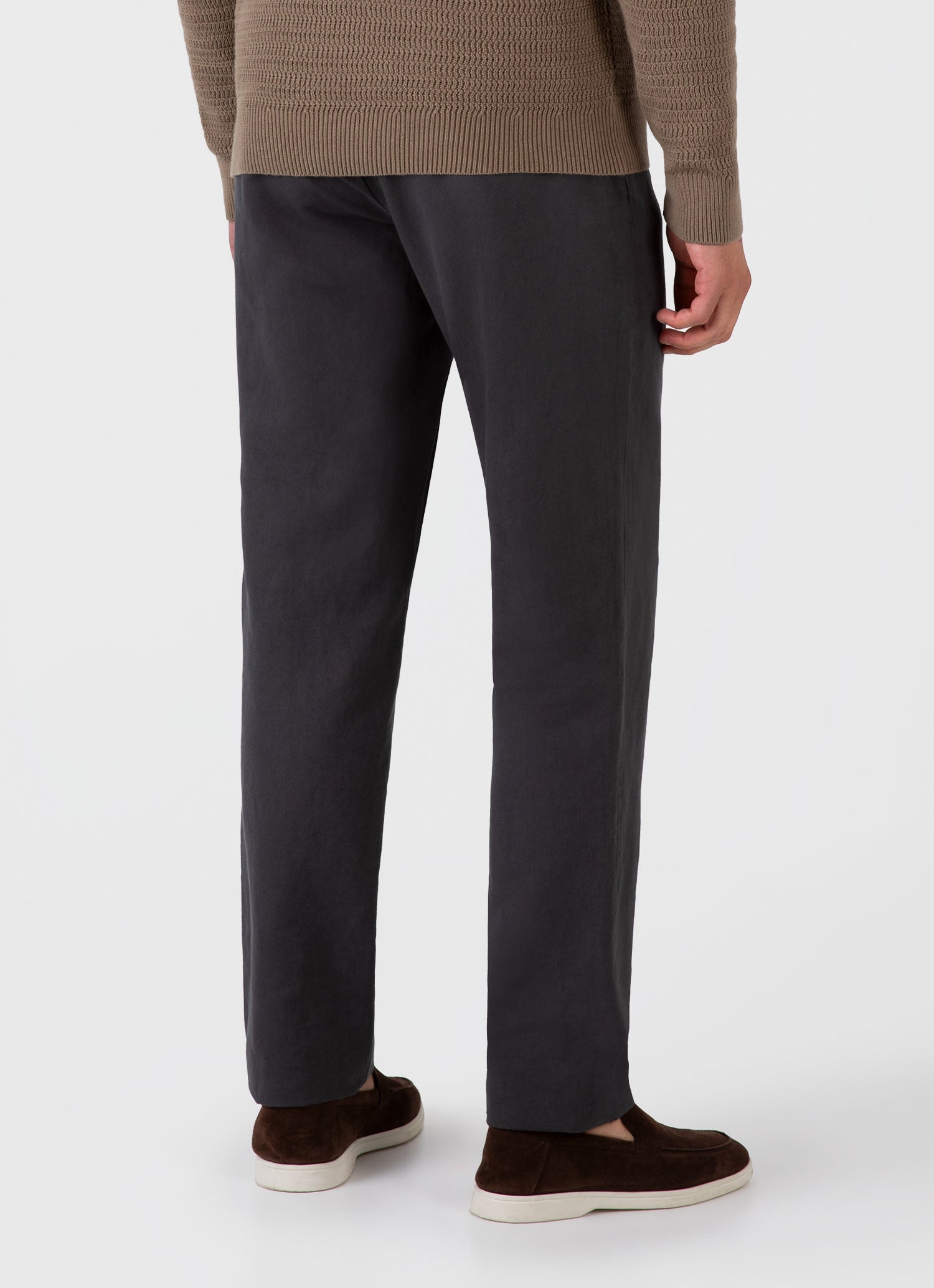 Men's Cotton Linen Drawstring Trouser in Charcoal