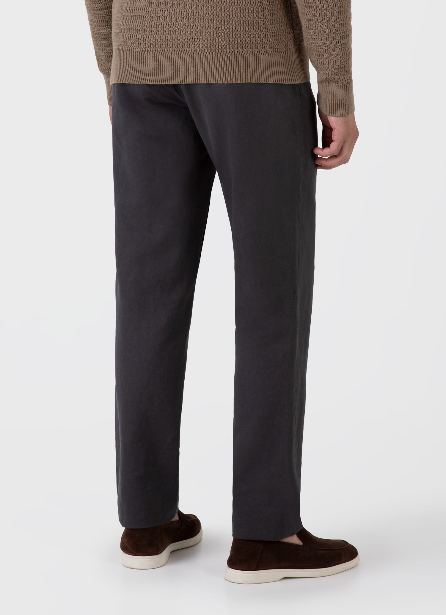 Men's Cotton Linen Drawstring Trouser in Charcoal