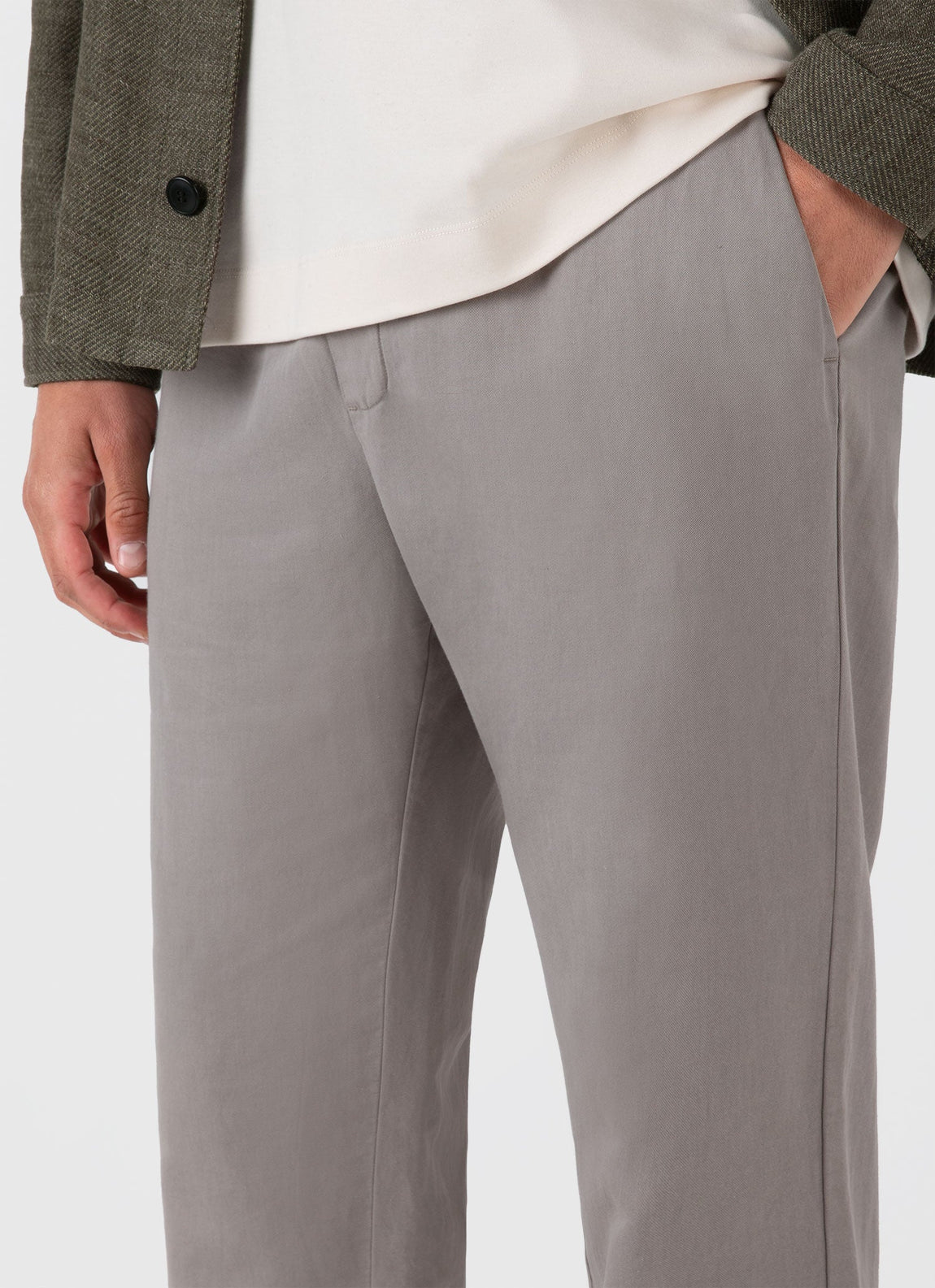 Men's Cotton Linen Drawstring Trouser in Pewter