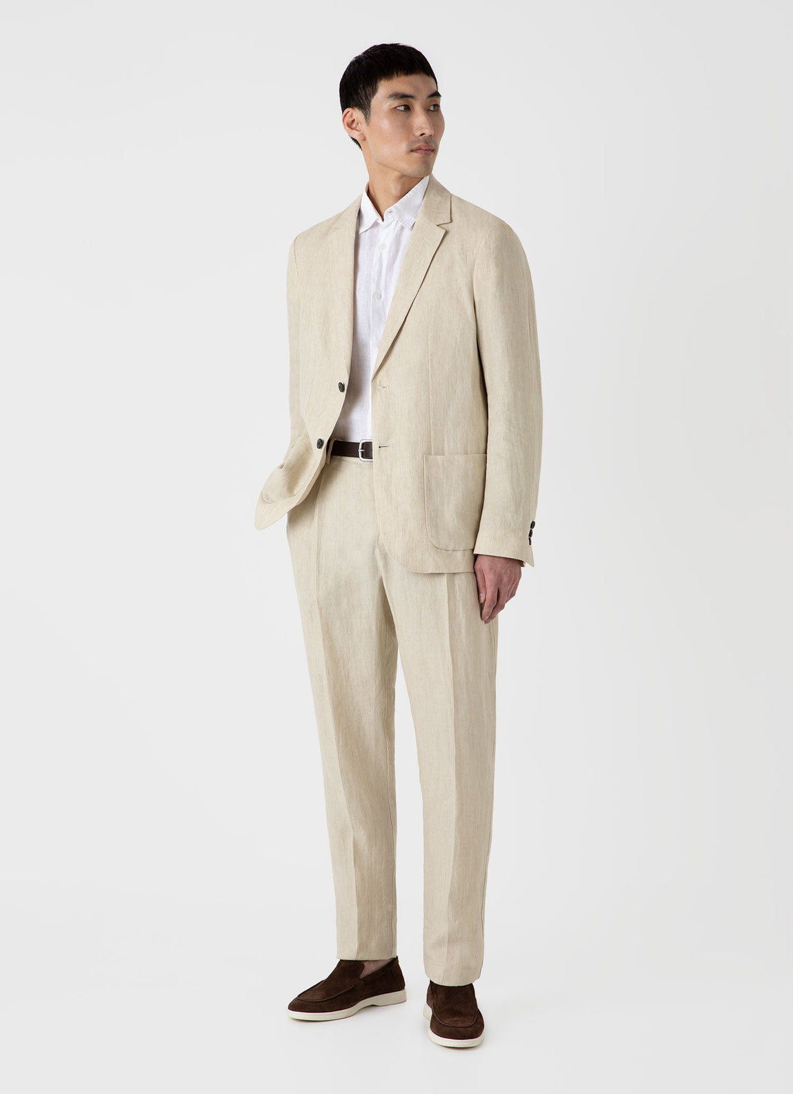 Men's Linen Two-Piece Suit in Light Sand