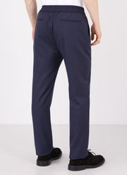 Men's Wool Flannel Drawstring Trouser in Navy Melange