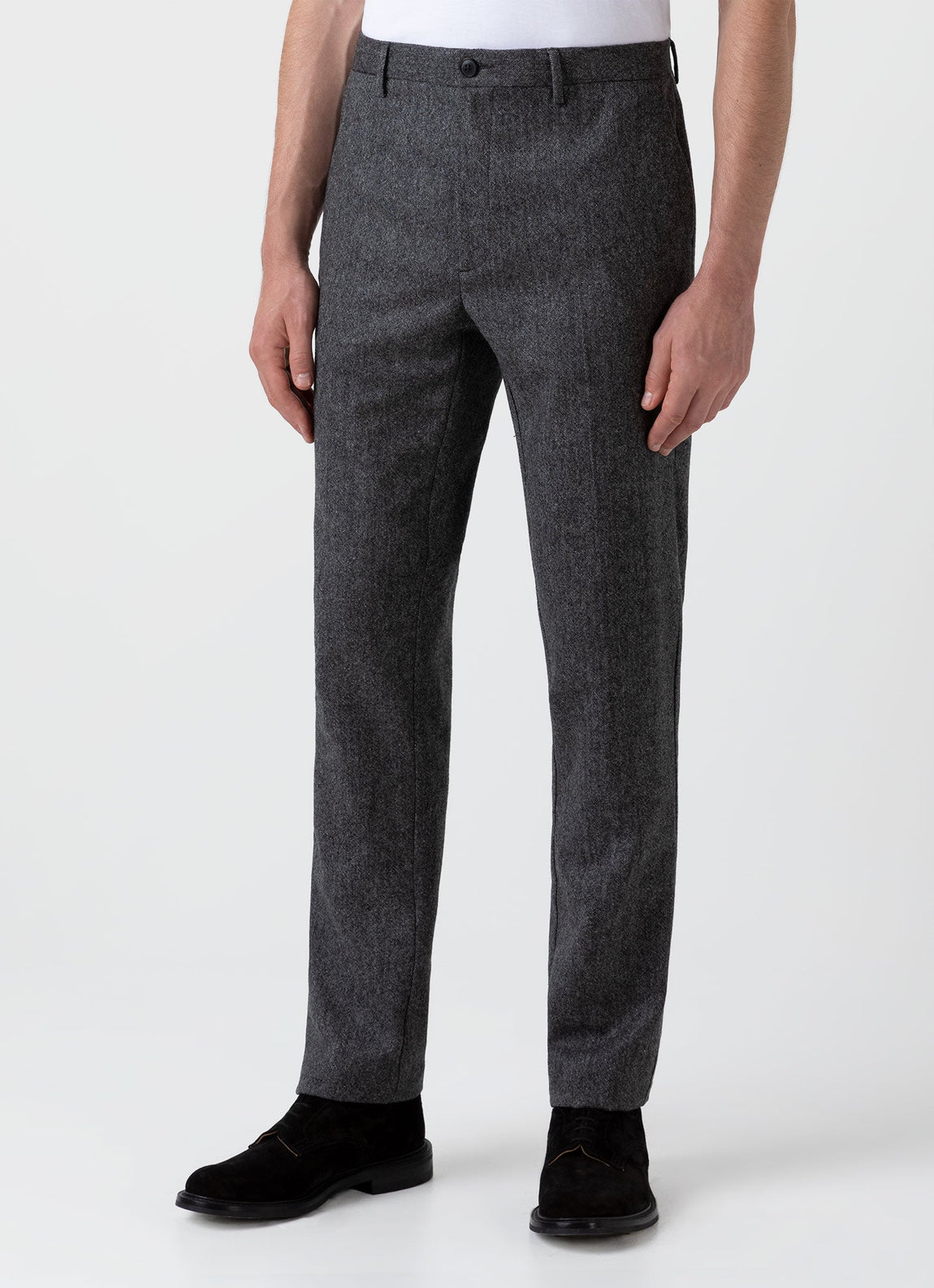 Men's Donegal Wool Trouser in Mid Grey Melange