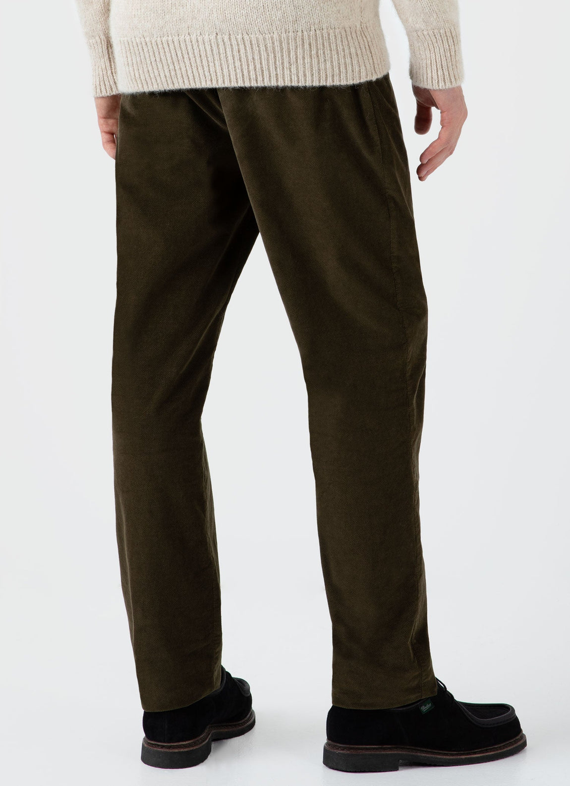 Men's Cellular Cord Drawstring Trouser in Dark Olive