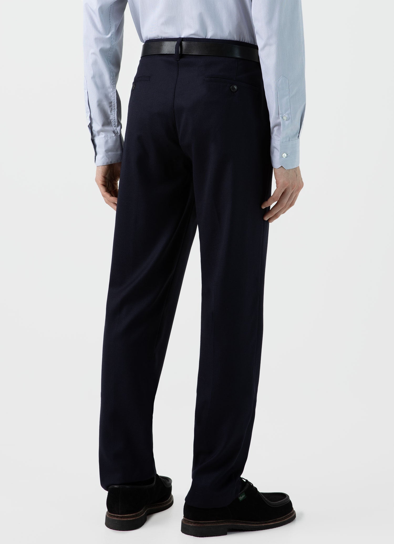 Men's Travel Wool Trouser in Navy | Sunspel