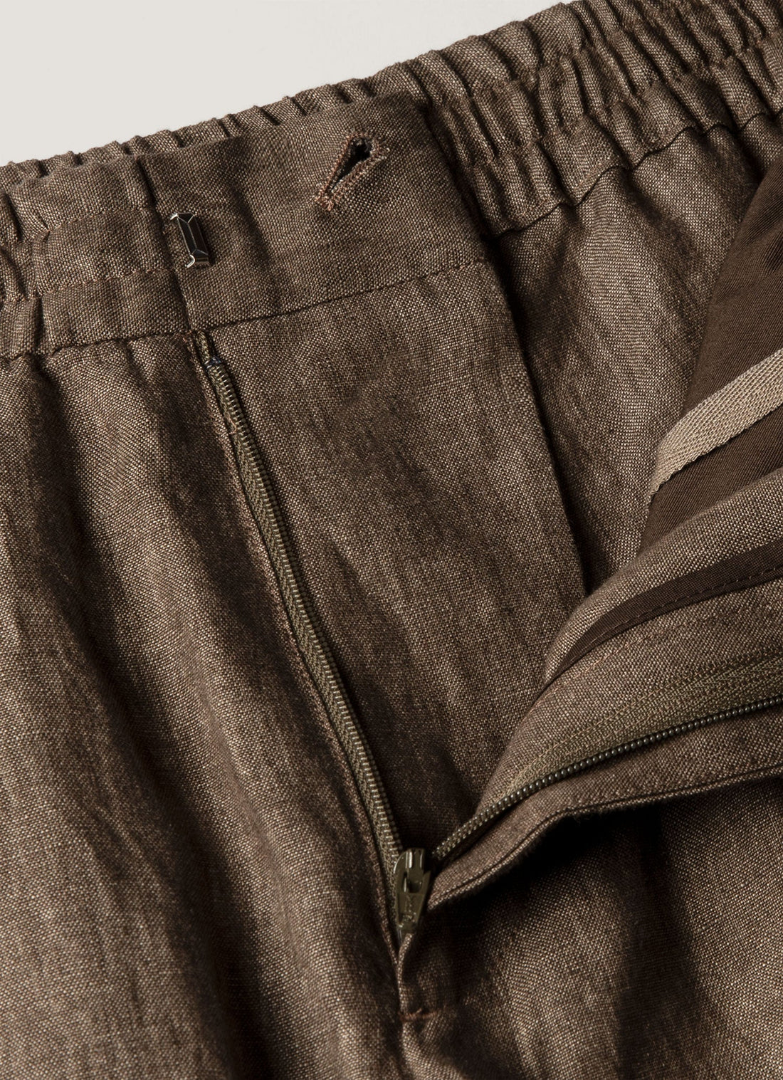 Men's Linen Drawstring Trouser in Dark Walnut