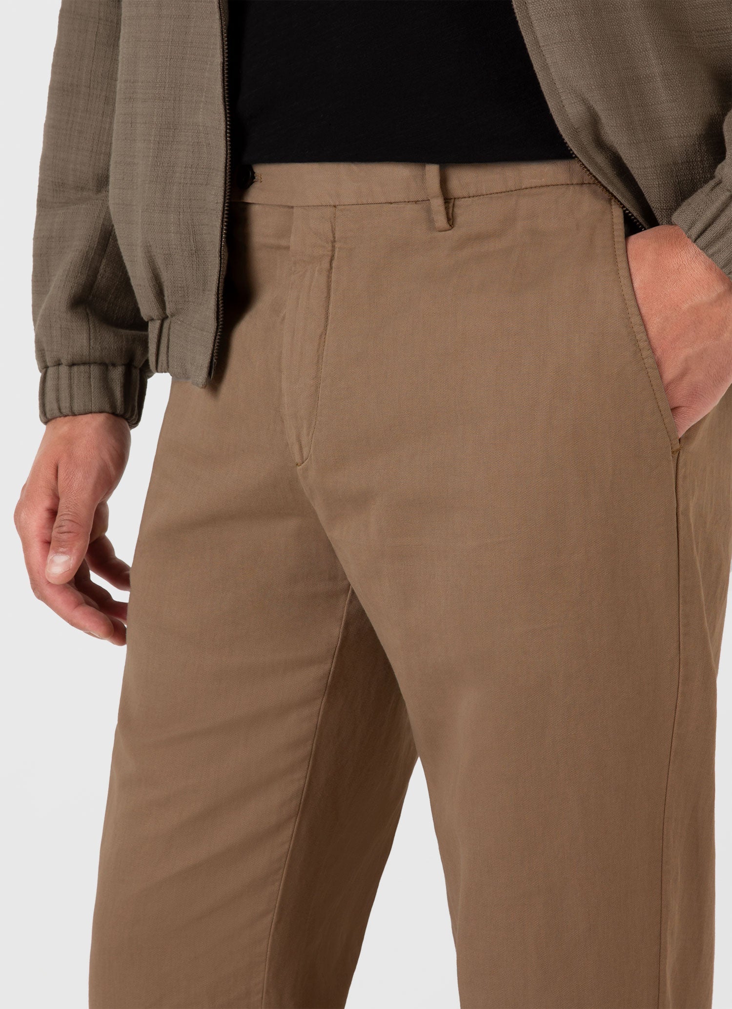 Men's Cotton Linen Trouser in Dark Tan