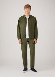 Men's Cotton Linen Trouser in Deep Olive