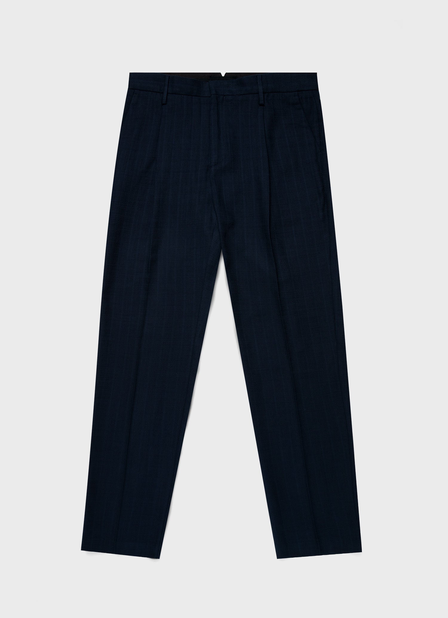 Men's Cotton Raffia Pleat Trouser in Navy