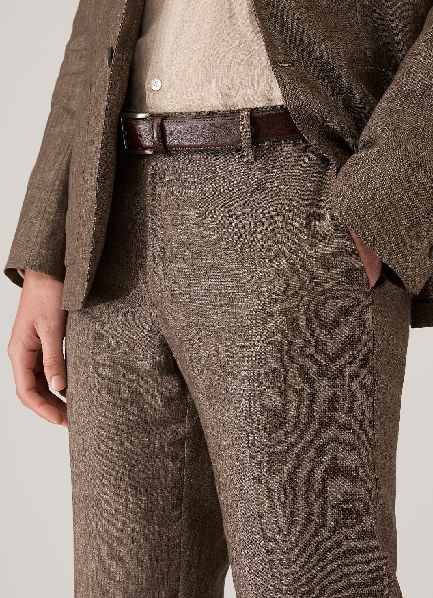 Men's Linen Trouser in Dark Walnut