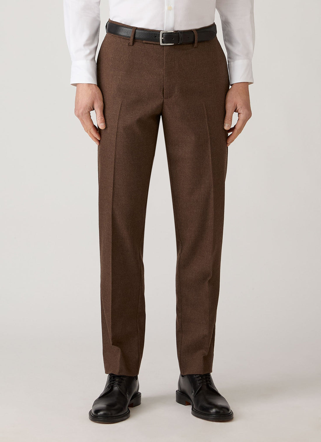 Men's Wool Cashmere Flannel Trouser in Light Brown Melange